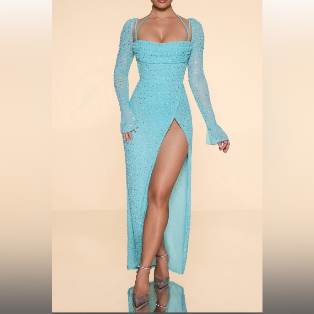 Oh Polly beaded blue dress size 10